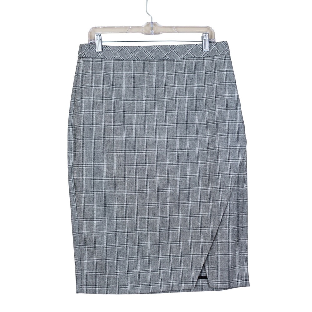Banana Republic Corporate Chic Sophisticated Gray Wrap Pencil Skirt Plaid 10
